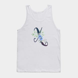 Floral Monogram X Wild Blue Flowers Tank Top